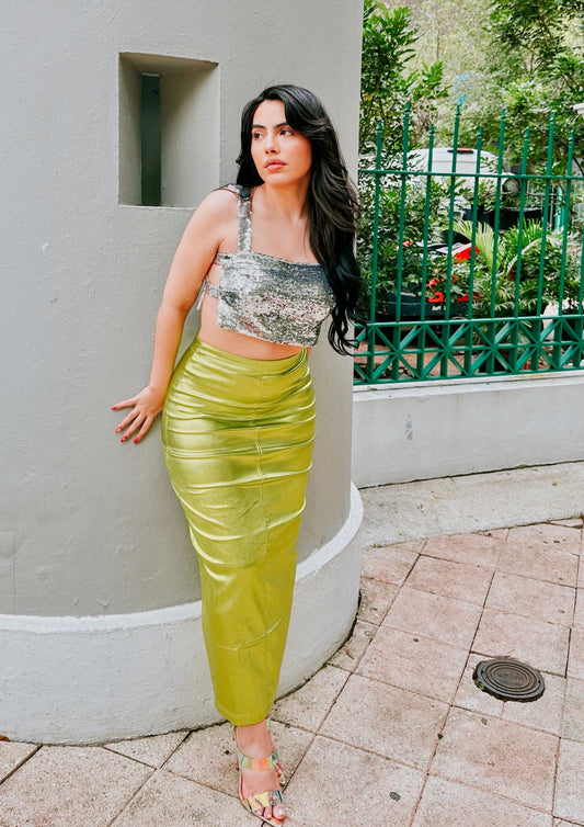 Green Methalic Skirt