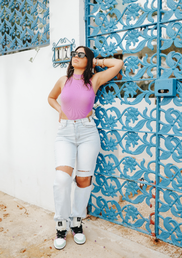 Violet High Cut Bodysuits