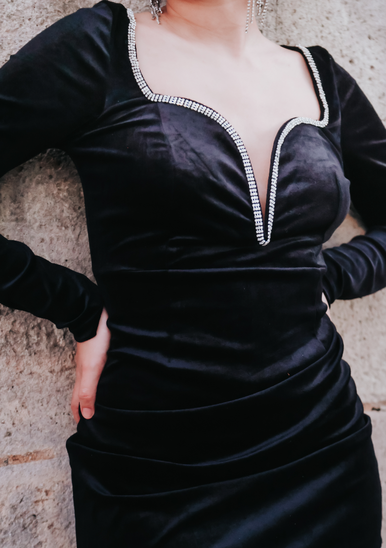 Velvet Rhinestone Dress