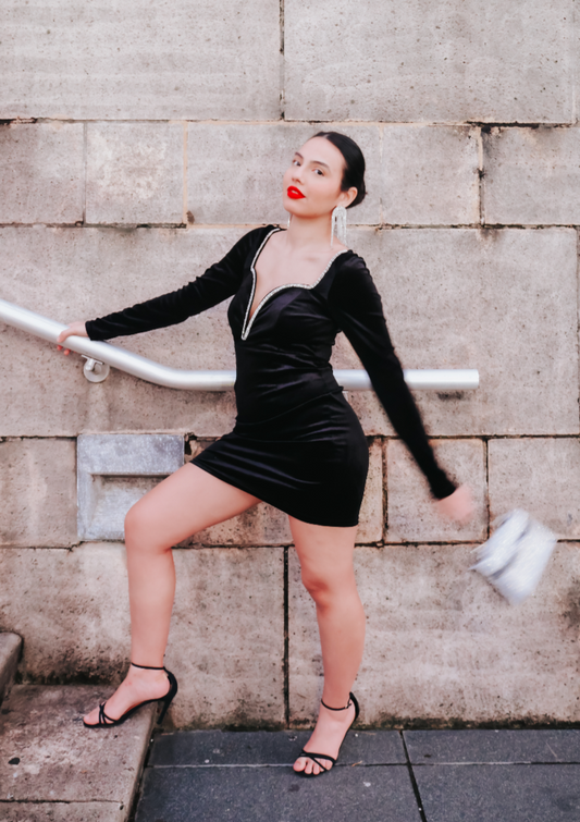 Velvet Rhinestone Dress